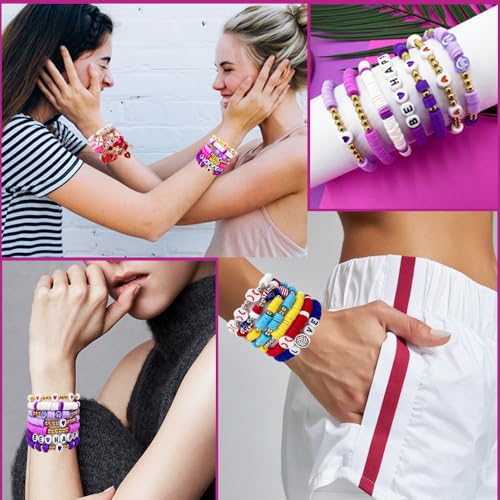 Purple Clay Beads for Bracelets, Heishi Beads for Women Friendship Bracelet Kit, 5000 pcs for Jewelry Making and Crafts - color: Purple