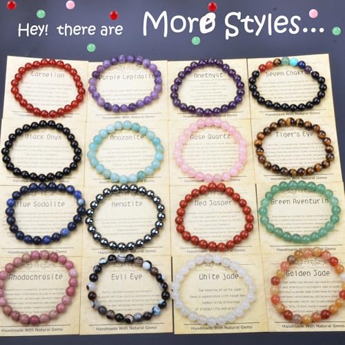 Natural Healing Gemstone Bracelet Handmade Yoga Stretch Elastic Bracelet Stress Relief Crystal Jewelry for Men and Women - color: Bronzite (Release Pressure), size: 4mm