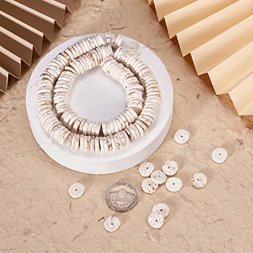 Craftdady 150Pcs 9-12mm Natural Turquoise Heishi Coin Disc Stone Beads Flat Round Disk Gemstone Loose Beads Creamy White for Jewelry Craft Necklace Bracelet Making - color: Creamy White, 9-12mm