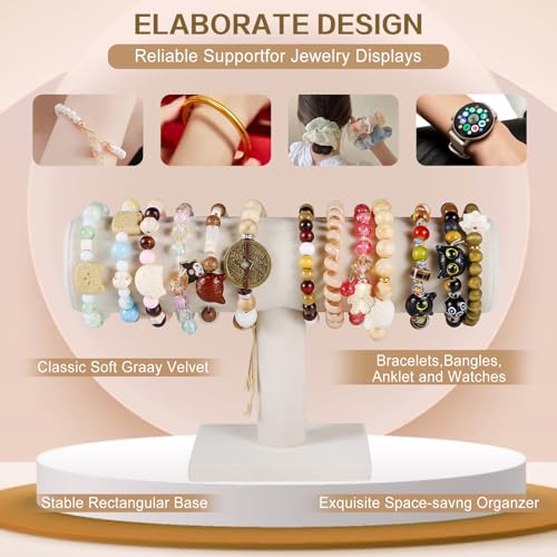 T-Bar Bracelet Display Stand for Selling, Jewelry Storage, Bracelet Holder Stand, Bangle, Jewelry Business Supplies, Watch holder for Women & Men, (Beige Velvet) - color: Beige Velvet