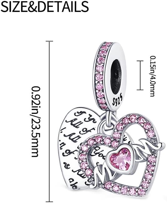 LIGHTDOG 925 Sterling Silver Charm fits Pandora Charm Bracelet Necklaces Pendant Bead Charms Jewelry Gift for Women Family Friends