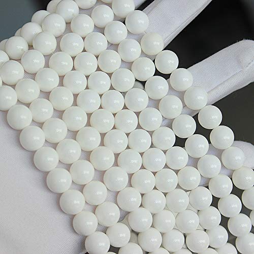 MJDCB 7A Natural Deep Sea White Shells Round Stone Beads for Jewelry Making DIY Bracelet Necklace (6mm) - color: Deep Sea White Shells, size: 6mm