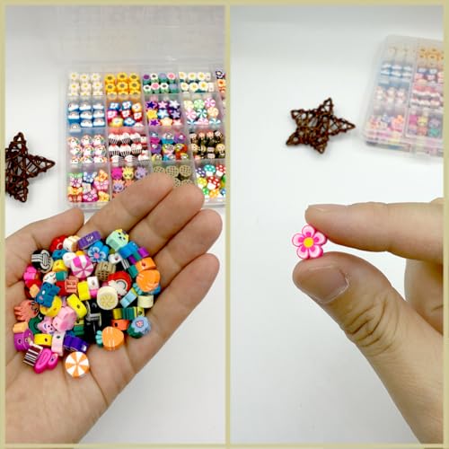 480PCS Fruit Polymer Clay Beads for Bracelet Earring Jewelry Making, Mixed Clay Spacer Beads Charms for DIY Art Craft Gifts (Fruit) - color: Fruit