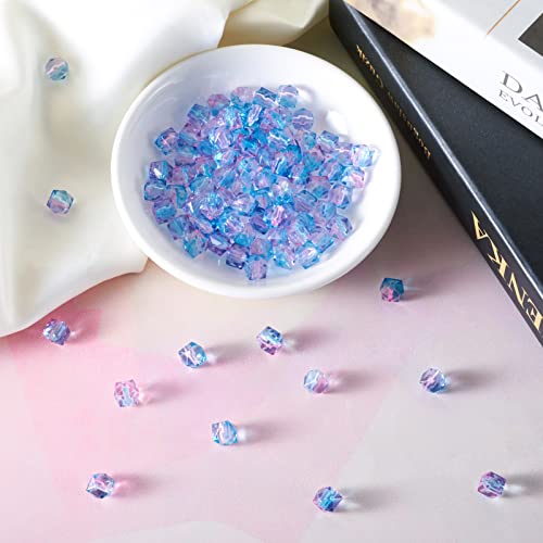 Craftdady 100pcs Polygon Acrylic Beads Pink Transparent Crystal Spacer Charms with 1mm Hole for DIY Jewelry Making - color: Pink Spray Painted,Polygon