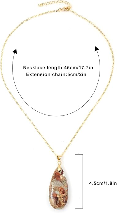 Stone Necklaces for Women Teardrop Gemstone Pendant Necklace Natural Stone Chain Necklaces