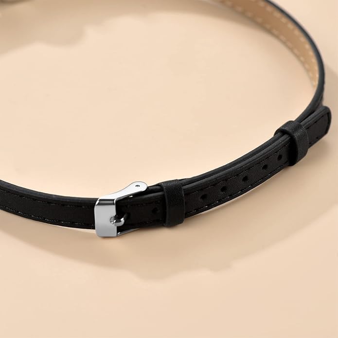 Custom4U Personalized Black Leather Choker Necklace with Picture/Name/Initials/Letters Charm,Custom Made Adjustable Choker Collar Gothic Punk Necklaces Jewelry Gifts for Women