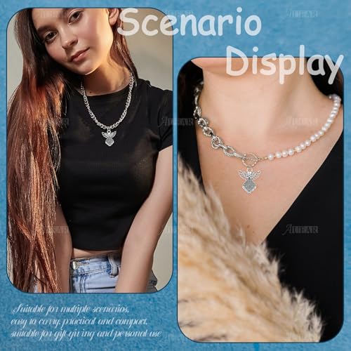 AUEAR, Antique Silver Angel Charms Pendants for DIY Jewelry Making Necklace Bracelet - color: Silver, size: 30 Pack