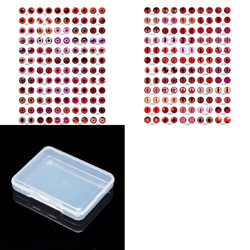 70Pcs Flat Round Transparent Glass Cabochons with Eye Pattern Flatback Glass Dome Flatback Cab Beads for Photo Cameo Jewelry Making Necklace Ring DIY Crafts 8x2mm Red - color: 70Pcs-8x2mm-Red