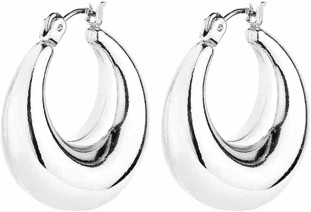 6 Pairs 14K Gold Plated Hoop Earrings for Women Lightweight Chunky Hoop Earrings Multipack Hypoallergenic, Thick Open Twisted Huggie Hoops Earring Set Jewelry for Gifts.