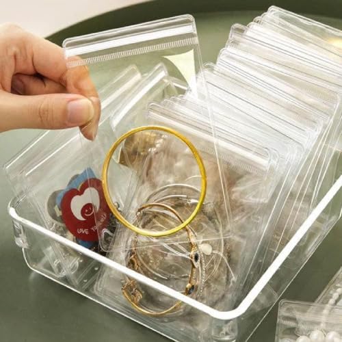GSXRB Square PVC Bracelet Organizer Bag Clear Zipper Bags Anti Oxidizing Earrings Storage Bags for Storage Jewelry Packing Bags(5.9 * 5.9IN) - size: 5.9*5.9IN