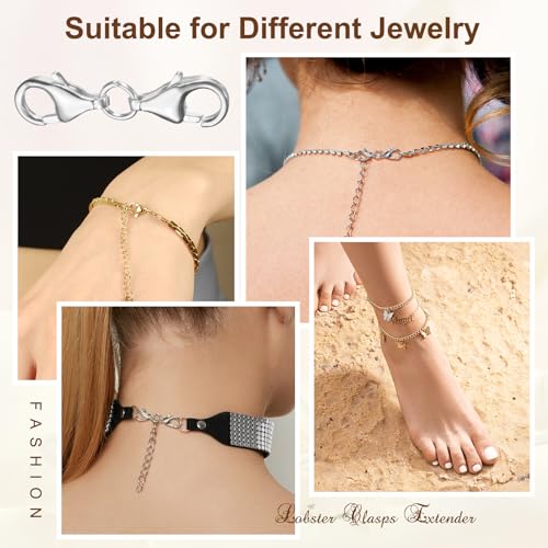 uxcell Bracelet Extender, 925 Sterling Silver Double Lobster Claw Clasps Necklace Extenders, Connector Extension Clasp for DIY Making Jewelry Chain (20mm/0.79", Plating Silver) - color: Plating Silver