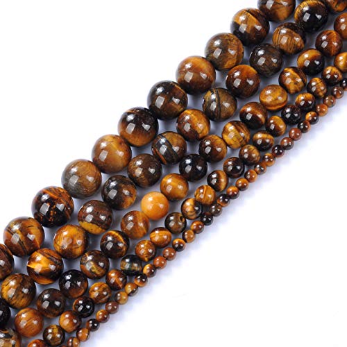 Natural Round AA Tiger Eye Agate Loose Stone Beads Bulk for Jewelry Making 4MM, 6MM, 8MM, 10MM,12MM (8mm) - color: 8mm