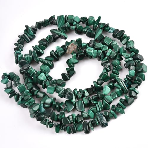 Genuine Malachite Chips Beads 5-8mm Irregular Shaped Tumbled Chip Stone Loose Bead for Jewelry Making 1 Strand 32" - color: Malachite
