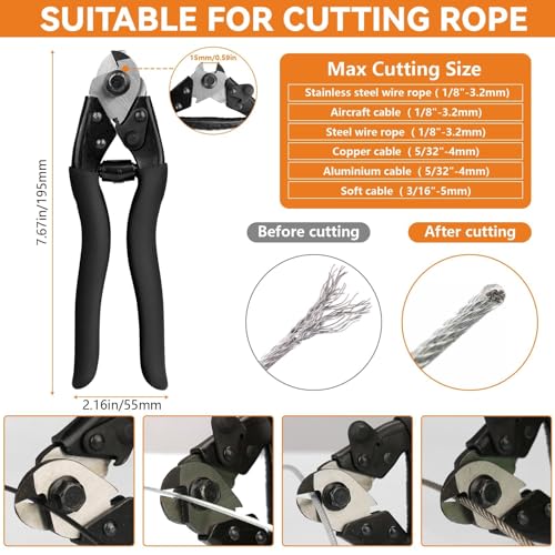 TooTaci Wire Rope Crimping Tool Kit, Include 14 inch Swaging Tool and Wire Rope Cutter, Cable Crimper for 1/16" to 1/8" Crimping Loop Sleeves