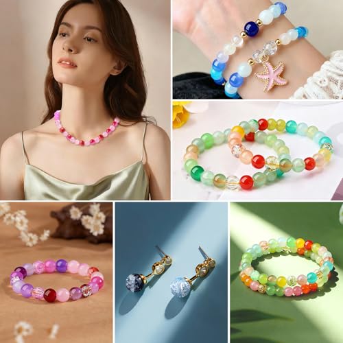 DUQGUHO Valentine's Day Beads for Jewelry Making, 8mm Red Pink White Glass Beads for Bracelet, Heart Beads Gold Bead and Sweet Heart Charms for Bracelet Necklace Crafts DIY 580PCS - color: 14-Red Pink White