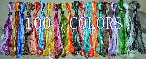 China Natural 100% Mulberry Silk Floss Handmade Embroidery Jewelry Making Threads DIY Kits 100 Colors 22m Each(100pcs) - color: 100 COLOR