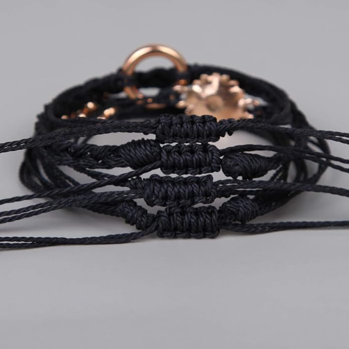 FANCY SHINY Sunflower String Bracelet Boho Braided Rope Wrap Bracelets Cute Summer Beach Surfer Jewelry for Women
