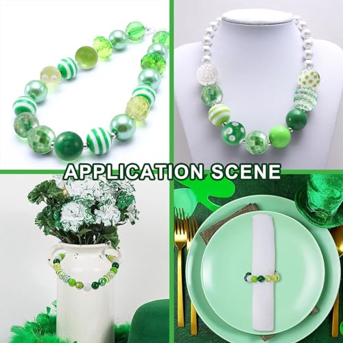 DanLingJewelry 50Pcs 20mm Green Round Bubblegum Beads Green St. Patrick's Day Beads Acrylic Round Ball Beads for Jewelry Making Bracelet - color: 50pcs - green