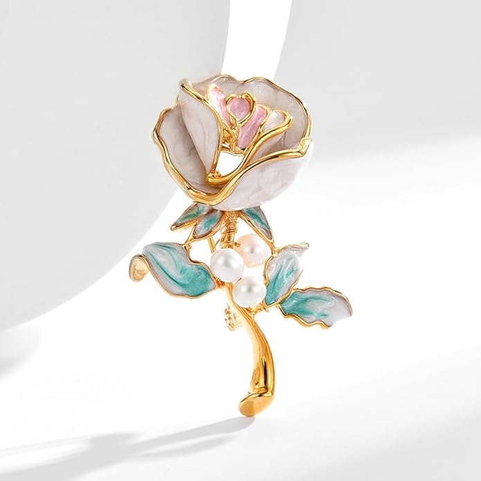 Flower Brooch Pin Rhinestones Pearl Flower Brooches Floral Pin Jewelry for Women Girls