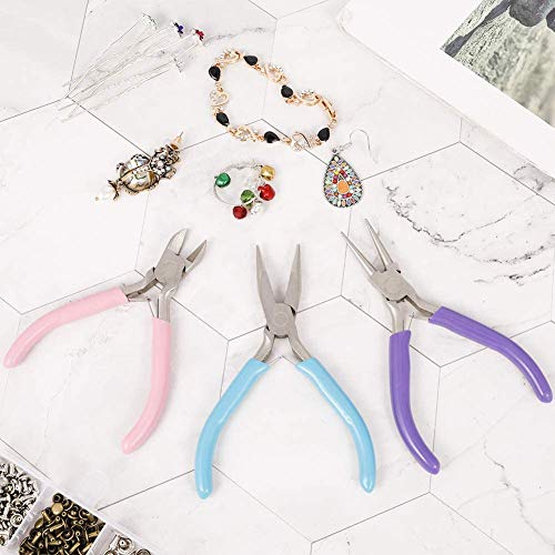 3-Piece Mini Pliers Tool Kit Includes Needle Nose, Round Nose Pliers, Diagonal cutting pliers, for Making Crafts, Repairing Electronic Devices
