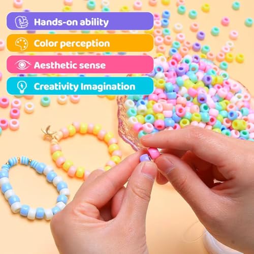Praisebank Pony Beads, 1200pcs 6x9mm, Wholesale Beads, Bracelets Jewelry Making, Arts & Crafts(Candy) - color: Candy, size: Small Size