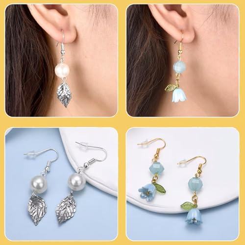 Hypoallergenic Earring Hooks, Ear Wires Fish Hooks, 600 Pcs Silver Earing Making Supplies Kit with Earring Backs and Jump Rings for DIY Jewelry Making (Silver) - color: Silver