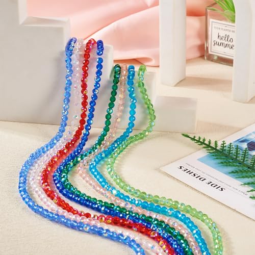 Craftdady 8 Strands 6mm Crystal Beads Electroplate Glass Round Faceted Loose Half AB Color Plated Crafting Beads for DIY Earring Necklace Jewelry Making - color: 8 Color-Round-8mm
