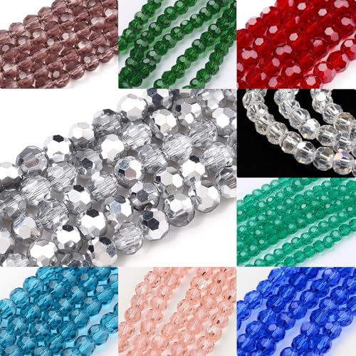 Perlin Czech Bohemian Crystal Glass Beads Faceted Round 4mm 90 Pieces Loose Spacer 1 Strand Beads for DIY Jewelry Earrings Necklace Bracelet Making (Orange) - color: orange