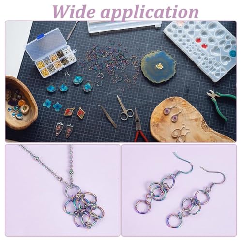 30Pcs Rainbow Color Jump Rings 10mm Stainless Steel Open Jump Rings Metal Rings for DIY Bracelet Necklaces Earrings Jewelry Making Findings - color: Rainbow Color