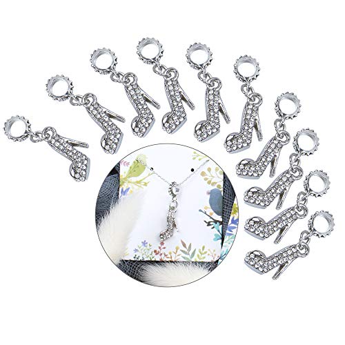AUEAR, Fashion Crystal High Heel Shoe Shape Charms Bulk Pendant Jewelry Findings for Jewelry Making Necklace Bracelet DIY - color: Silver