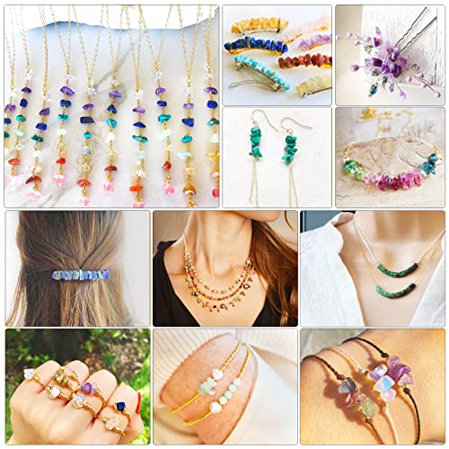 500 pcs Natural Chip Stone Beads, Candy Stone 5-8 mm Irregular Gemstones Healing Crystal Loose Rocks Bead Hole Drilled for Jewelry Making Bracelet - color: Candy Stone