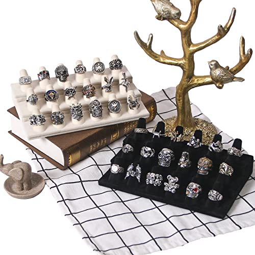 ByKen Ring Holder Organizer Display Stand (White Velvet)