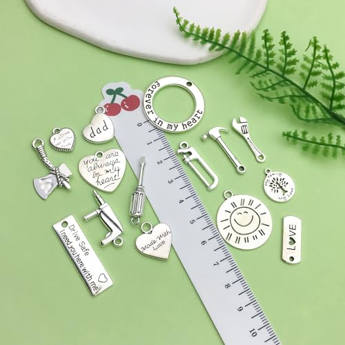Sailanzi 45pcs Ancient Silver Father's Day Series Set Hammer, Wrench, Screwdriver Jewelry Making DIY Keychain Earrings Pendant Various Design Charms for Jewelry Making Bracelets Necklace(SN790) - color: SN790