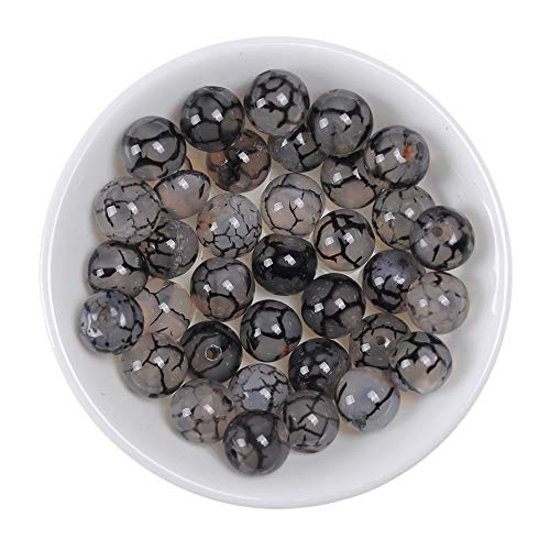 Natural Stone Beads 4mm Black White Dragon Vein Stone Round Loose Beads Crystal Energy Stone Healing Power for Jewelry Making DIY,1 Strand 15" - color: Black White Dragon Vein, size: 4MM