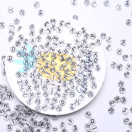 ToBeIT 1000pcs Letter Beads Acrylic Alphabet Beads Round Letter Beads Jewelry Findings Charms for DIY Bracelet Necklace Craft Making (bgtransparent-Black) - color: bgtransparent-black