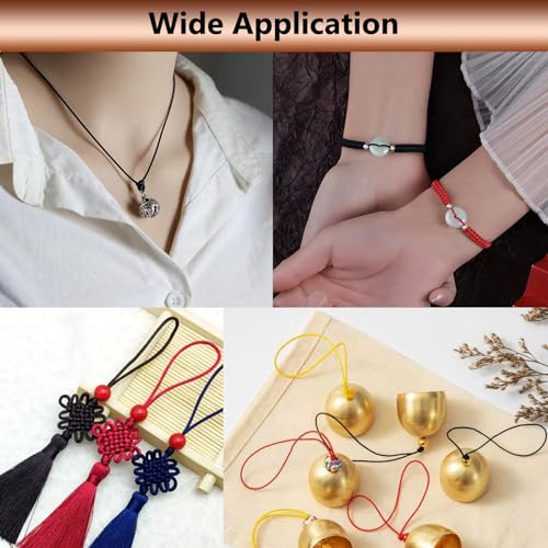 LUSTEMBER 2 mm x 330 Feet Satin Nylon Cord, Silky Smooth Nylon String for Jewelry Making Bracelet Necklaces Beading Thread Rattail Macrame Kumihimo Chinese Knot Craft - size: Black