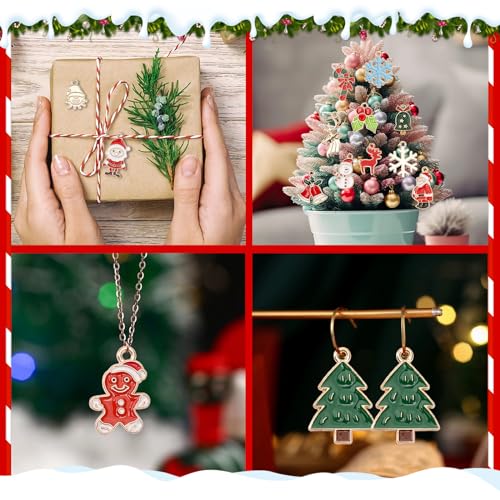 SANNIX 350Pcs Christmas Charms for Jewelry Making, Gold Enamel Charms Christmas Charm Pendants for DIY Crafts Bracelets Necklace Earrings Craft Supplies - color: Christmas Color