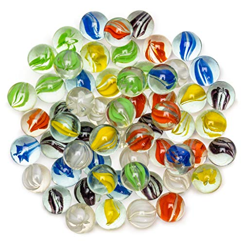 Yellow Mountain Imports 60 Pieces Translucent Chinese Checkers Glass Marbles with Petal Design - 16 Millimeters - size: 16mm(Crystal)