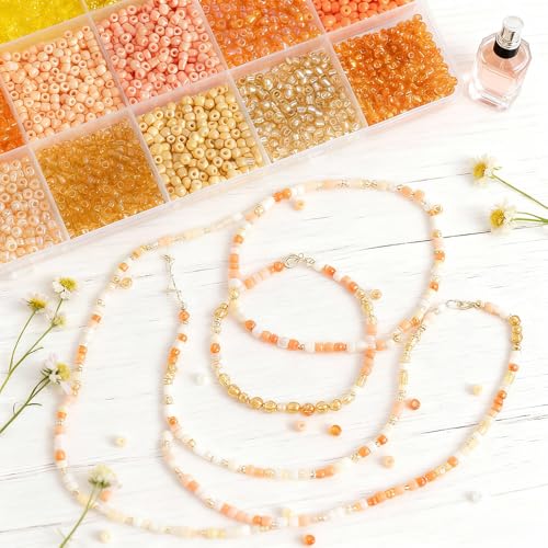 Yellow Colors 3mm Seed Beads, 5200Pcs Glass Seed Beads Kit with Storage Box for DIY Necklace Bracelet Crafts - color: Yellow