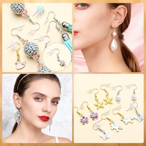 SONGIN Earring Making Kit, 1100 Pcs Jewellery Findings Earring Making Supplies Kit with Ear Hooks Posts Pins Open Jump Rings and 6 Styles Ear Backs (Silver) - color: Silver