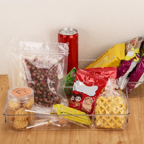 6Pcs Clear Plastic Drawer Organizers Tray 12" x 6.2" Storage Bins with 25Pcs Non-Slip Pads for Makeup, Jewelries, Kitchen Utensils, Bathroom and Office - size: 12"x6"