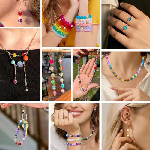 200PCS Glass Beads 8mm Glass Beads for Bracelets Necklaces Jewelry Making DIY Crafts (Coffee) - color: 6Coffee