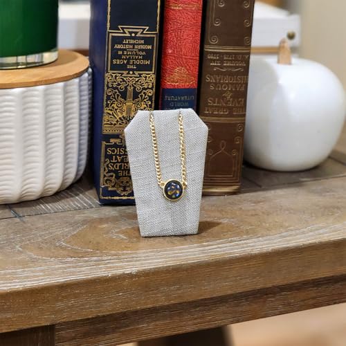 MOOCA 6 Pcs Natural Gary Linen Earring Display Stand Necklace, Pendant Jewelry Organizer Display Holder for Earring, Pendant, Necklace Stand for Showcase, Gray, 2 1/2 W x 1 3/4 D x 3 1/4 H in - color: Gray Linen