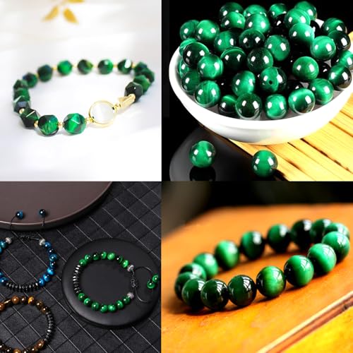 4mm 200pcs Natural Stone Round Beads Green Tiger's Eye Genuine Stone Beading Loose Gemstone DIY Charm Smooth Beads for Bracelets Necklaces Earrings Hole Size 1mm (Green Tiger's Eye 4mm) - color: Green Tiger's Eye, size: 4mm