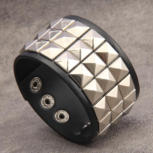 GelConnie Leather Cuff Bracelet Punk Braided Bracelets Rock Leather Wristbands Faux Mens Leather Bracelet Gothic Viking Bangle Adjustable Wrap Bracelet for Women,Men - color: Cuff Leather Bracelet