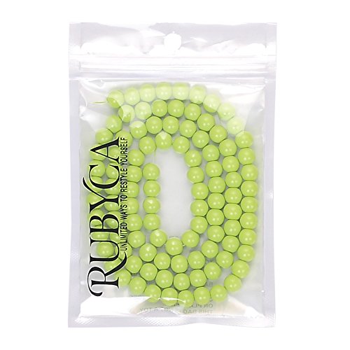 RUBYCA Round Opaque Painted Druk Czech Glass Beads Bulk Jewelry Making Supplies Strand (Green, 4mm) - color: Light Green, size: 4mm