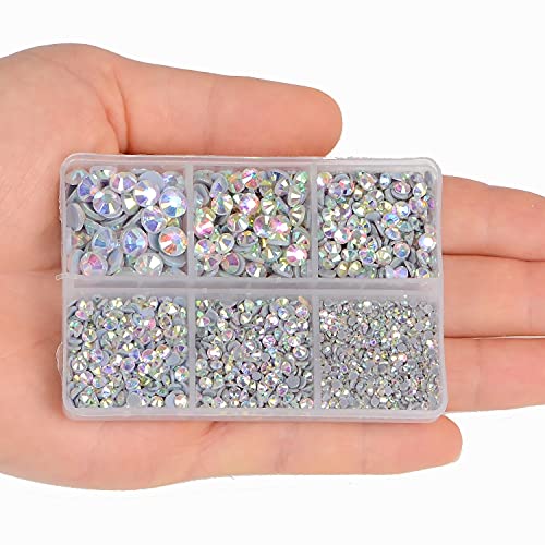 4000pcs Hot Fix Round Crystals Gems Glass Stones Hotfix Flat Back Rhinestones (Crystal AB) - color: Crystal AB, size: 4000 Count (Pack of 1)
