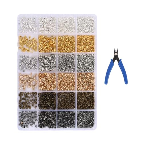 Crimp Beads, Crimper Beads, Beading Tubes Maker Accessories with Pliers for Rings Chains Earrings Necklaces Workplace Beginner Professional - color: 24-frame Set