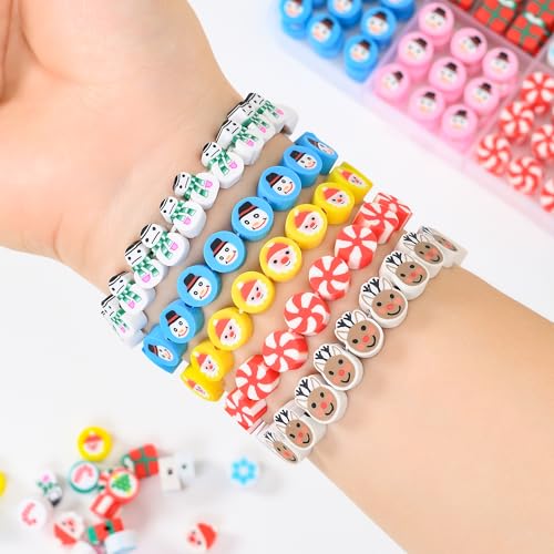 richginker 600pcs Polymer Clay Beads Friendship Bracelet Making kit Cute Fun Charms Beads for Bracelet Making DIY Arts Crafts Birthday Gifts Toys for Kids Girls Age 4-13 Christmas - color: 4#Christmas