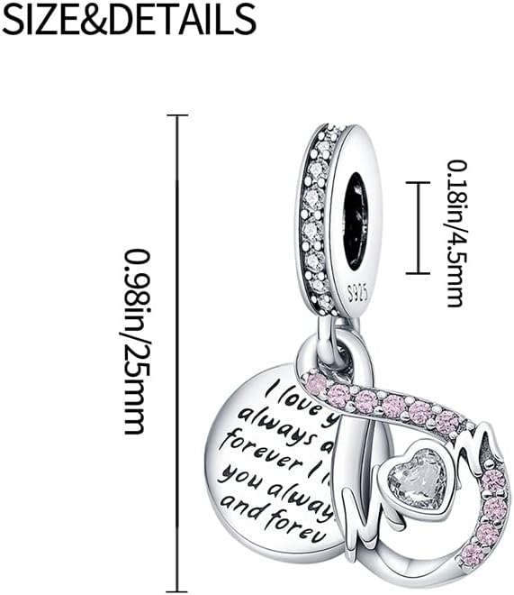 LIGHTDOG 925 Sterling Silver Charm fits Pandora Charm Bracelet Necklaces Pendant Bead Charms Jewelry Gift for Women Family Friends